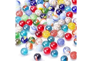 HAKACC 80 Stück Glasmurmeln, 15mm Bunte Murmeln mit Einzigartigen Mustern (Klassische & Sesam-Stil), Perfekt für Kinderspiele, Deko & DIY-Projekte, Mischfarben