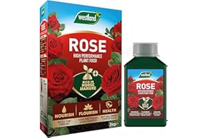 WOOTONG TOPLINE Rose Plants Feeding Bundle - Rose Food Enriched Horse Manure 3kg & Rose Feed Liquid 1L Garden Fertiliser for Outdoor Plants or Houseplants with Topline Card, Brown