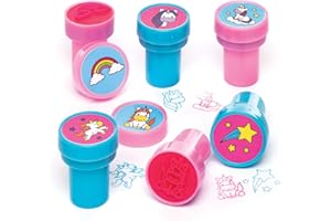 Baker Ross AR386 Unicorn Self-Inking Stampers for Arts and Crafts — Novelty Toys for Kids, Perfect Party, Loot or Prize Bag Filler (Pack of 10), 22mm