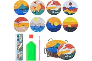 TARKDAK 8PCS 5D DIY Diamante Artes Pintura Posavasos Diamantes para Manualidades Adultos Decoracion Pintura Diamante Niños para Bebidas Taza