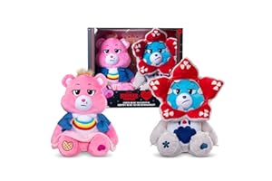 Basic Fun Care Bears x Stranger Things Set de 2 Peluches – Cheer Bear como Eleven & Grumpy Bear como Demogorgon – Edición Limitada – Regalo para Fans