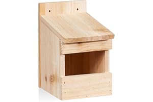 Relaxdays Halbhöhle Nistkasten, Vogelkasten zum Aufhängen, unbehandeltes Holz, Amsel, Flugloch, 20 x 12 x 15,5 cm, natur