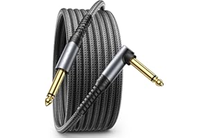 JSAUX Kabel gitarowy 6,35 mm, 4,5 m, kabel instrumentalny, kompatybilny z gitarą elektryczną, basową, perkusją, pedałami, wzmacniaczem, mikserem, tunerem, głośnikami, akustyką, prostokątnym kablem
