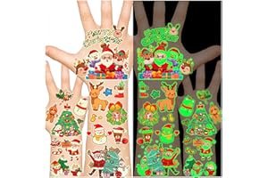 RIZTGAE 120+ Piezas Tatuajes Temporales Niños Navidad,Regalo Niño 3-12 Años Christmas Decorations Luminoso Pegatinas Infantiles Relleno de Calcetines Navidad Calendario de Adviento 2025 Decoración Navideña