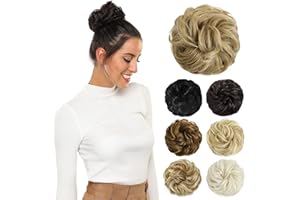Yamel Messy Bun Hair Pieces for Women Hair Bun Extension Dark Blonde mix Ash Blonde Updo Curly Messy Bun Scrunchie