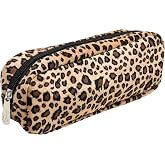 Exacompta - Ref. 52810E &ndash; 1 x Rectangular Pencil Case with Leopard Design in Faux Leather &ndash; Fully Polyester Lined &ndash; Dimension
