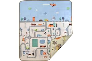 Humbi Dwustronna mata edukacyjna z pianki Streets Animals 150 x 100 x 1 cm pastelowa