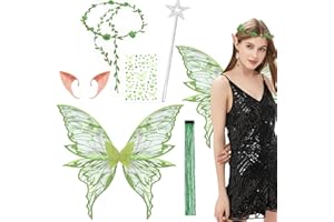 BFSYRR Fairy Wings, Butterfly Wings Adults, Angel Costume Accessories, Sparkling Sheer Wings with Flower Headband, Angel Princess Fancy Dress Up Costumes for Halloween Party Cosplay