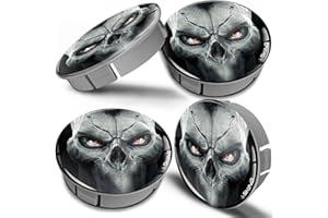 Biomar Labs® 4 x 60mm 3D Universal Wheel Hub Centre Caps Silver Skull Center Rims CS 11