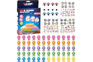 nicknack 170pcs DIY Balloons Accessories Kit for Kids, 60pcs Magic Bouncy Balloon Refill with Stickers Accessories, DIY Sticky Balloon Maker Toy Craft Kits for Kids, Toy Gift for Boys Girls Ages 3-12