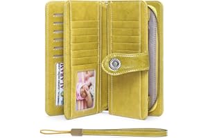 SENDEFN Monederos para Mujer Cartera de Mujer de Gran Capacidad de Cuero,con 24 Ranuras para Tarjetas con RFID Bloqueo Largo de Cremallera Carteras para Mujer