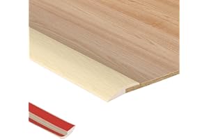 ZAYEJOD 2M Strisce di Transizione del Pavimento PVC Autoadesiva Soglia di Dislivello Pavimento Soglia di Transizione Profilo di Transizione Pavimento per Dislivello di 5mm, Grana del legno beige