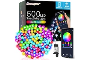 QUANQUER Guirlande lumineuse intelligente d'extérieur 60 m 600 LED - Guirlande lumineuse pour sapin de Noël - Guirlande lumineuse pour extérieur et intérieur - Guirlande lumineuse pour Halloween - Guirlande