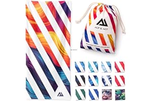 ALP & ACT Strandtuch XXL 200x90 cm - 100% recycelte Mikrofaser - EXTRA LEICHT & schnelltrocknend - großes Microfaser Handtuch für Urlaub & Strand - Badetuch inkl. Baumwollbeutel - bunt