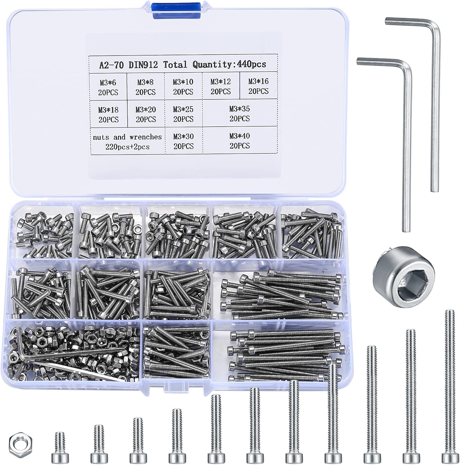 Test Complet & Analyse de Fiabilité : 440-delig M3 Schroef en Moer Assortiment Set