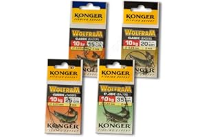 Konger Wire Traces Leader 10kg 22lb 15cm - 35cm Wolfram Tungsten Pike Soft Lure Sea Fishing Tackle