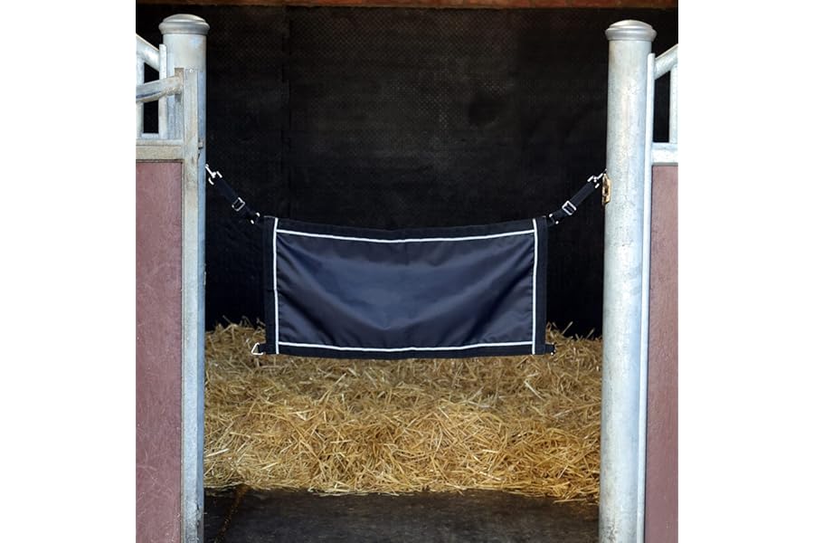 Cottage Craft Stable Guard - Strong Adjustable Strap Door with Airflow for Horse Security & Visibility, Wipe Clean, Black
