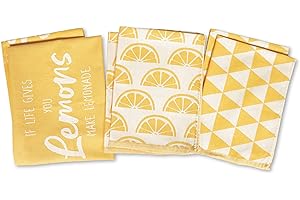 ‎JILDA-TEX jilda-tex Geschirrtücher Küchentücher Spültücher 6er Pack 100% Baumwolle Verschiedene Designs (Make Lemonade)