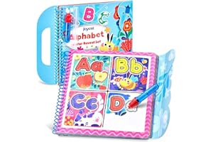 JoyCat Alphabet Water Colouring Book for Toddlers 3-5, Reusable 14 Activity Pages with Water Pen for Mess Free Colouring, Preschool Alphabet Learning Letter Tracing Toys, Birthday Gift Boys Girls