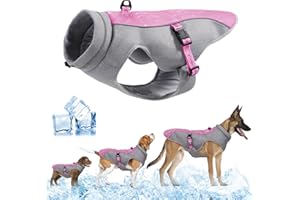 TOPSOSO Gilet Rafraichissant Chien Respirable Manteau Rafraichissant pour Chien avec Protection UV Promenade Plages de Sable Gilet Rafraîchissant pour Chien Activités Extérieures pour Chiens(Rose M)