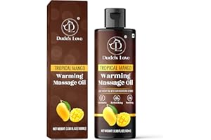Dude's Love - Organic - Essential Warming Body Massage Oil - Tropical Mango | No Stain - Non-Sticky | Nourish & Moisturize Skin | Aromatherapy Vegan Oil - 100ML