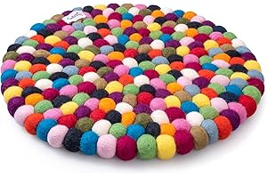 ‎NATURLING naturling Filzkugelkissen Sitzkissen 39cm rund aus 100% Schurwolle für Stühle und Bänke