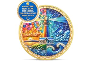 IELCJJ Sun and Moon Lighthouse Sobriety Coin - Recovery Addiction Ocean AA Coins - Affirmation NA AA Chips and Medallions - Celebrate Living Clean Narcotics Alcoholics Anonymous Gifts for Men