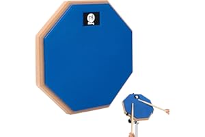 Yesaler Drum Pad Entraînement 8 Pouces Tapis de Batterie Silencieux Pratique Practice Pad de Percussion avec Base en Bois pour Batteurs Débutants (Bleu)