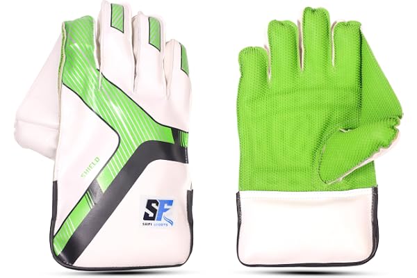 SAIFI SPORTS Shield Cricket Wicket Keeping Gloves RECOMMANDED for Leather Ball for Men in Green Colour (Green)