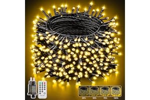 LAITENY Guirlande Lumineuse Noël Extérieur - 50M 500LED Blanc Chaud Prise Lumières Étanche IP44 avec Télécommande 8 Modes Minuterie pour le Balcon Jardin Terrasse Intérieur Sapin de Noel Décoration