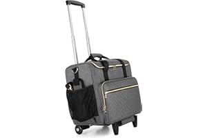 Luxja Rolling Teacher Bag with Laptop Compartment and Detachable Dolly, Multifunctional Rolling Teacher Tote Bag (Bag Only), Grey
