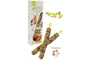 AIMÉ Aime Baguettes à Ronger XXL Miel/Légumes pour Rongeurs/Lapins/Friandises Sticks/2 Baguettes XXL Gourmandes
