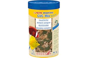 sera marine GVG-Mix Nature 250 ml das Meerwasser Hauptfutter aus Flocken & getrockneten Futtertieren für Meerwasserfische, Meerwasser Futter mit hoher Verwertbarkeit, somit weniger Algen