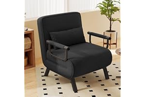 Hawthyhome Folding Sofa Bed, 4-in-1 recliner, sofa bed with function, space-saving guest, recliner with adjustable backrest, 150 kg load capacity Metal frame & linen Black