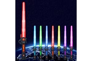 FGZU Light Up Lichtschwert Spielzeug für Kinder, RGB 7 Colours Lichtschwerter mit Licht und Sound, USB Rechargeable Versenkbares Lichtschwert Spielzeug, Cosplay Spielzeug für Kinder