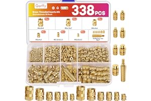 Gorffy 338PCS Threaded Inserts for Plastic, M2 M2.5 M3 M4 M5 M6 Heat Inserts with Heat Set Insert Tips, Metric Brass Knurled Nuts, Threaded Insert 3D Printing