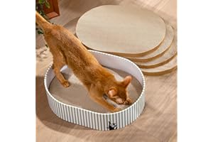 Conlun Rascador para Gatos Caja, 4 Rascadores Reversibles de Cartón Grueso, Cama para Gato Carton Protege Muebles Interior, Regalo para Gatitos, Grande