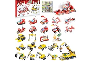 Emfogoo Adventskalender 2023 Kinder, 24-IN-2 Bausteine Kinder Spielzeug, Auto Flugzeug Baustelle Schiff Spielzeug, Geschenk zu Weihnachten für Kinder Junge, Spielzeug ab 3 4 5 6 7 8 Jahre Junge