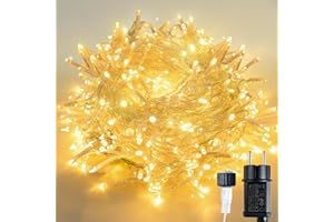 SINWE Guirnalda de luces LED para uso en interiores y exteriores, color blanco cálido, funciona con enchufe, ideal para Navidad, fiestas, bodas. (Blanco cálido, 10M/100)