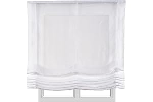 Estores Plegables Visillo básico Transparente sin Varillas Estor Plegable Textil translucido en Interior Ventanas Cortinas Paqueto Persianas Romanas STORESDECO Blanco 150 x 175 cm