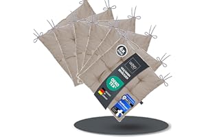 LILENO HOME Lot de 6 coussins de chaise 14 marron clair (40 x 40 x 6 cm) – Coussin d'assise pour jardin, cuisine ou salle à manger – Résistant aux UV pour l'intérieur et l'extérieur (Linda FUM)