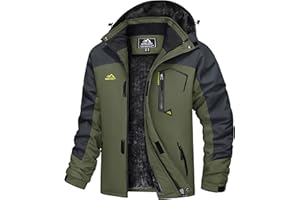 TACVASEN Imperméable Veste de Montagne Polaire Hommes Veste de Ski Chaude Multi-Poches