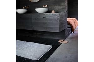 ‎WECON HOME WECONhome Basics Badteppich, Badematte, kuscheliger Flauschiger weicher Flor, rutschfest und waschbar, Joris (55 x 65 cm, hellgrau)