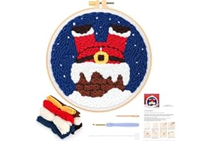 JSRQT Natale Punch Needle Kit Completo per Principianti Adulti Kit di Ricamo per Aghi da Punzonatura Mestiere Ricamo Starter Kit con Telaio Punch Needle Stick Starter Kit Embroidery Kit Istruzioni