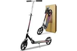 ZWHEEL Patinete Plegable para Adultos y Niños, Manillar Ajustable, Ruedas Grandes de 20cm, Freno Trasero, Carga Máxima 100kg