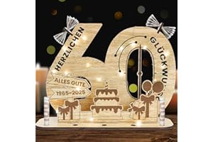 Belillpipi 2025 Originelle 60 Geburtstag Deko Geburtstag Holz mit LED, Frauen & Männer Geldgeschenke Geburtstag Pixel Retro Holz-Schild Gästebuch für Geschenke, Partys, Geburtstage, Jubiläum