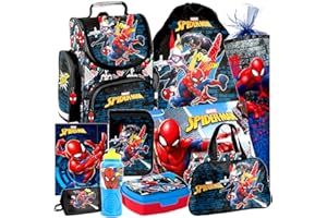 Spiderman 10 Teile Set Schulranzen Ranzen Federmappe Schultüte 85 cm Tornister mit Sticker-von-Kids4shop sw