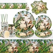 HHO Dino-Party-Set 37-teilig – Teller, Becher, Servietten, Tischdecke Für 8 Gäste, Dinosaurier-Motiv