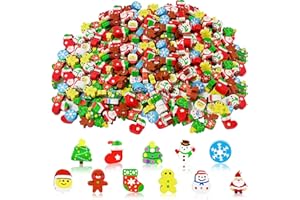 JUNEBRUSHS Lot de 150 gommes de Noël pour enfants, petites gommes à crayon, mignonnes pour salle de classe, devoirs, récompenses