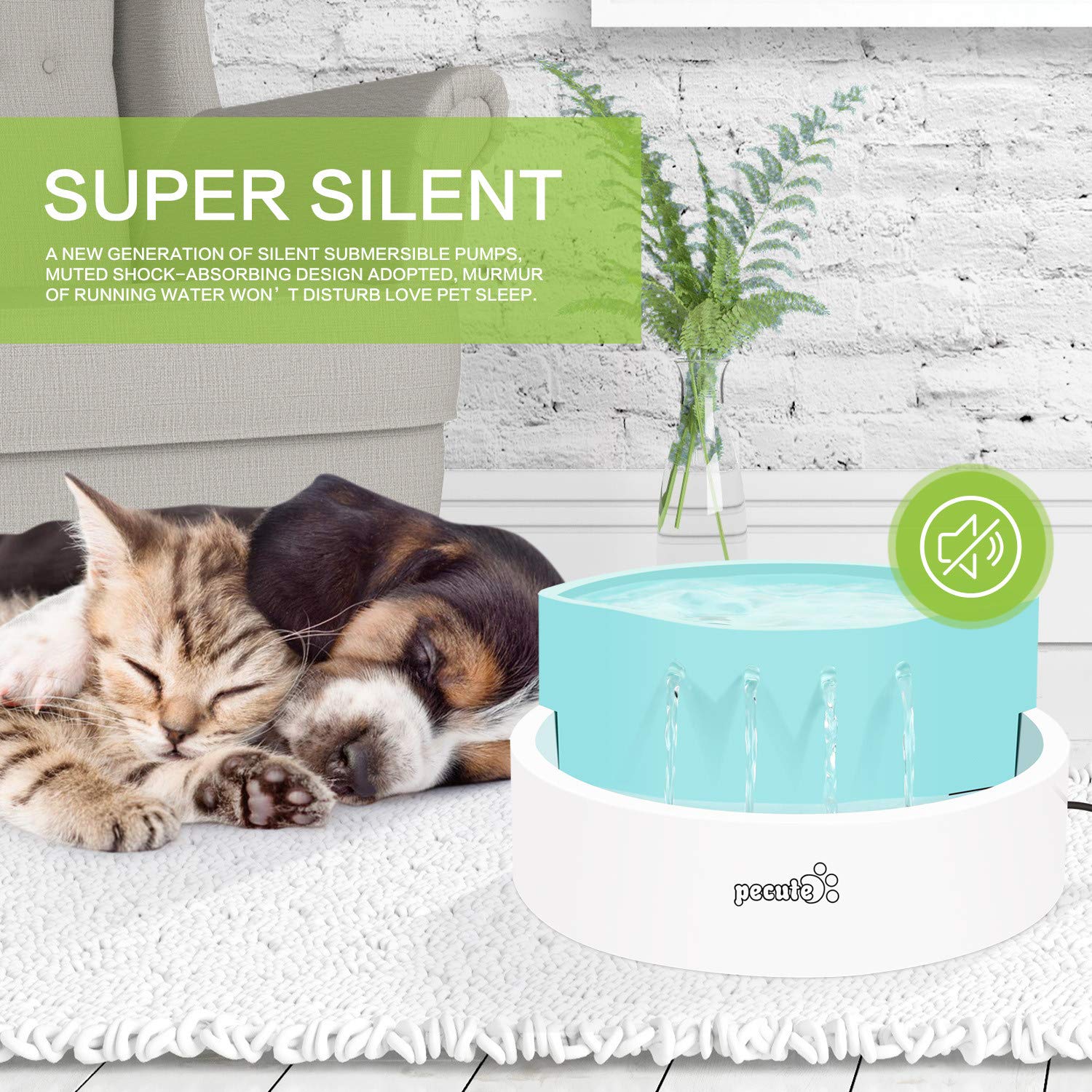 Pecute Fontana per Gatto,45DB Ultra-Quiet Automatic Circulation, per Gatti e Cani - immagine 3